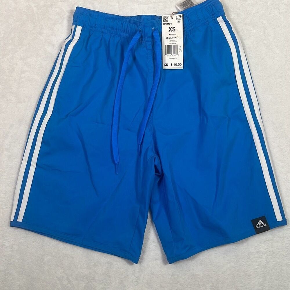 Adidas 3 STRIPES CLASSIC LENGTH SWIM SHORTS HA0404 swim trunks‎ NWT Men X-small